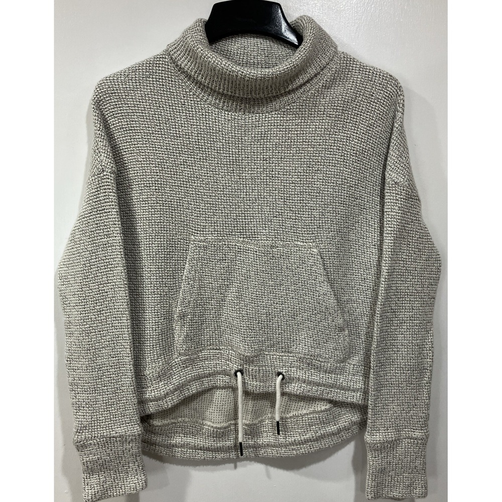 Sweaty Betty Pullover Restful Boucle Gray Drawstring Waist Oversized Size Small